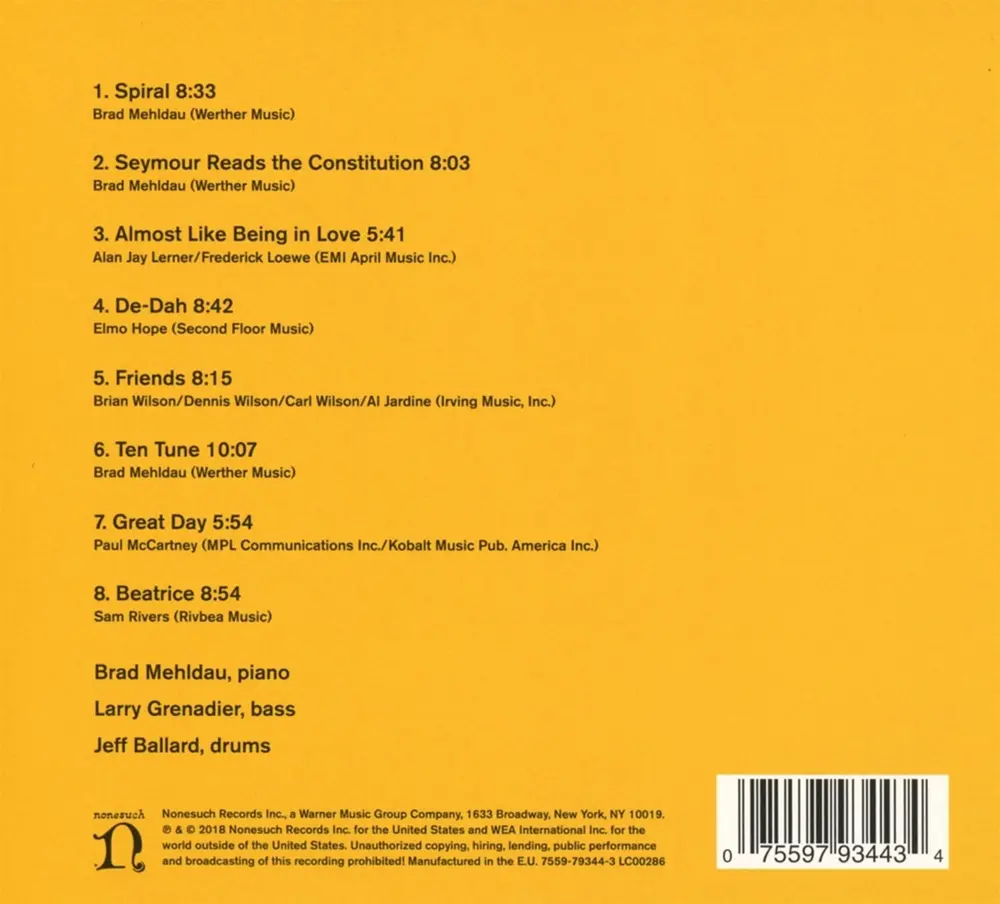 Brad Mehldau Trio – SEYMOUR READS THE CONSTITUTION! (CD)