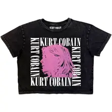Ladies Stone Wash Crop Top: Head Shot Frame (Charcoal Grey) thumbnail