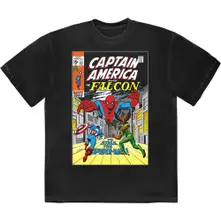 Captain America & Falcon Comic Cover (Czarny) (Koszulka)
