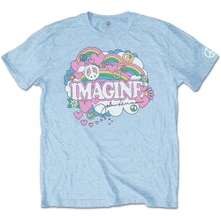 John Lennon, Tričko Rainbows, Love & Peace, Unisex, Modrá