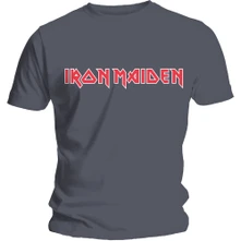 Iron Maiden, Tričko Classic Logo, Unisex, Šedá