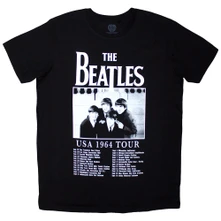 The Beatles, Tričko Tour '64 Dates, Unisex, Čierna