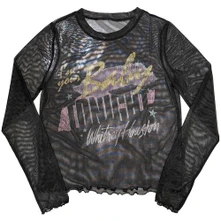 Croptop Ladies Long Sleeve Mesh Crop Top: I'm Your Baby (Black)