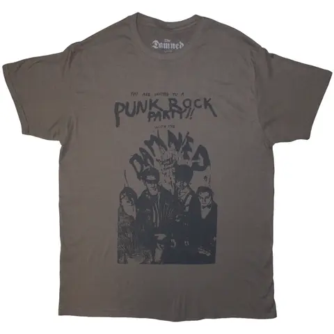 The Damned – Tričko Party Flyer (Šedá), Unisex, Šedá