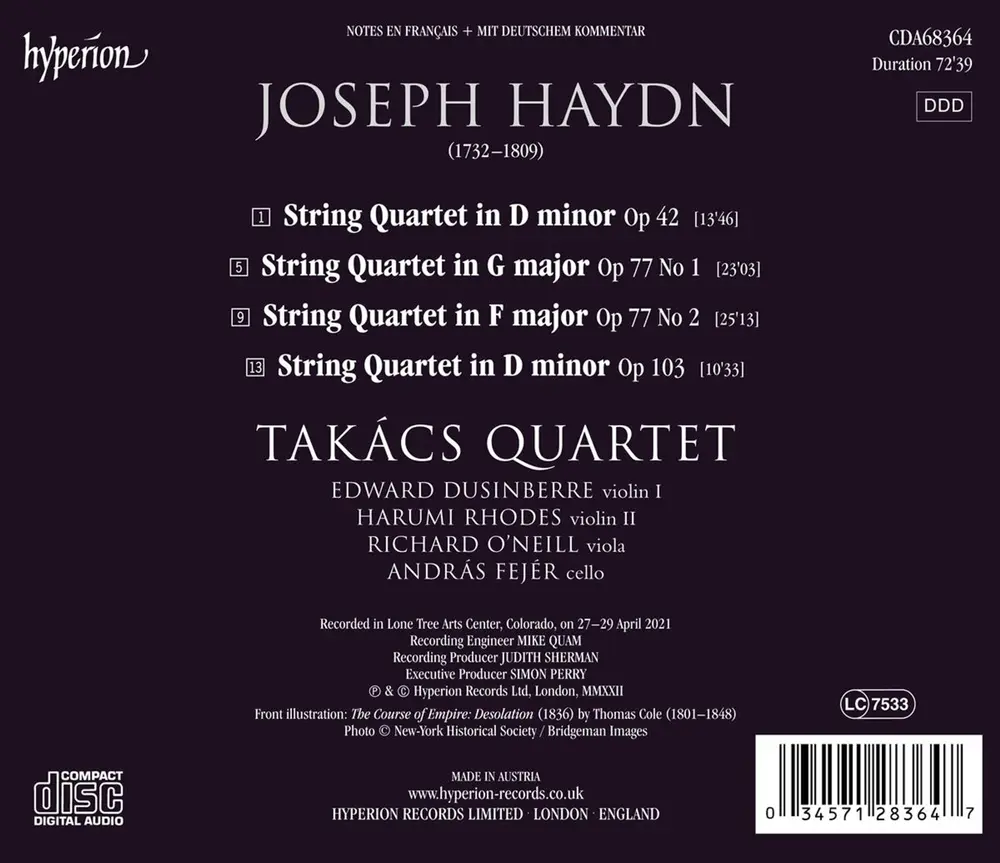 Takács Quartet – HAYDN STRING QUARTETS OP. 42, 77 & 103 (CD)