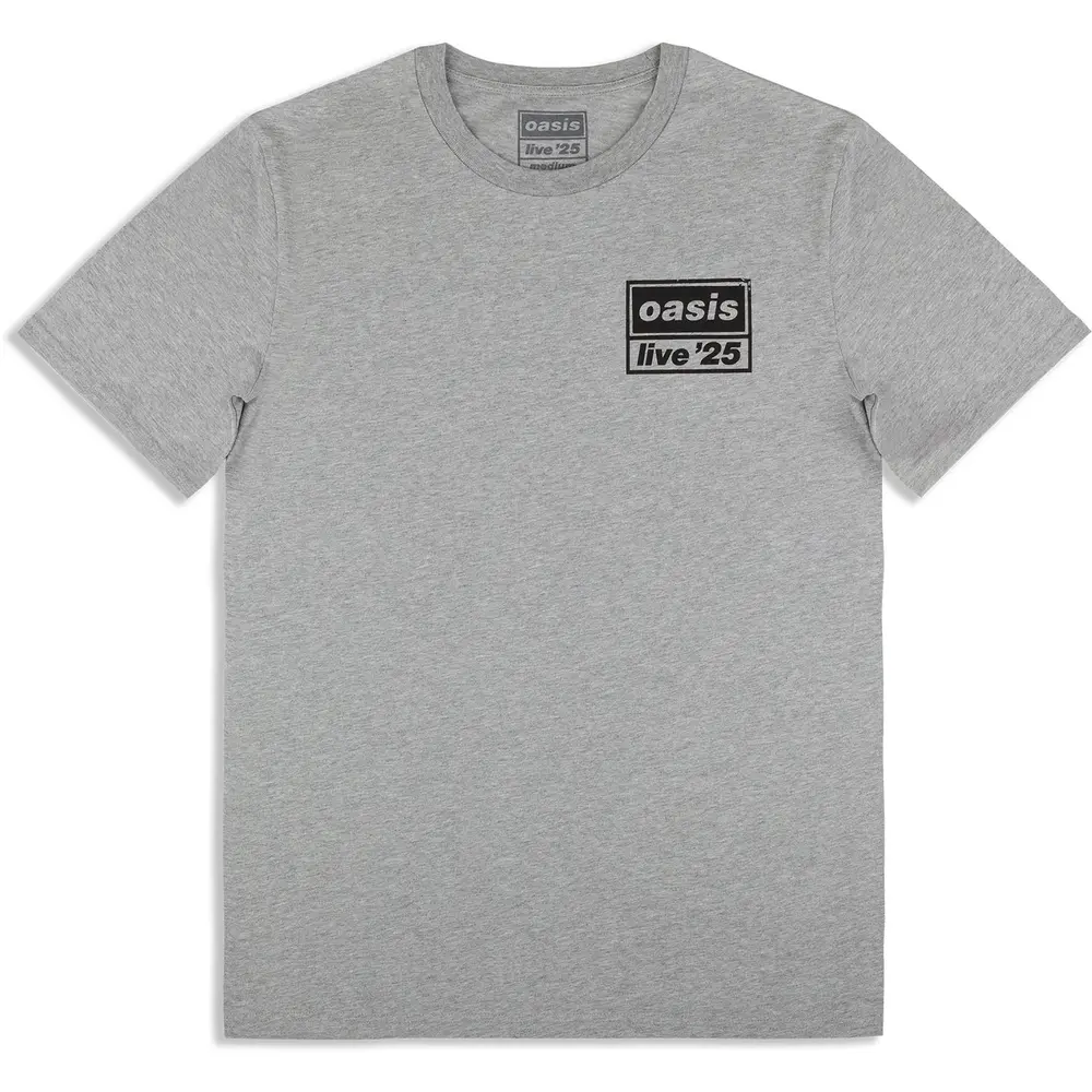 Unisex T-Shirt: Live 25 Distressed Lockup Pocket (Grey) (Ex-Tour)