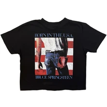 Croptop Ladies Crop Top: Born In The USA (Black)