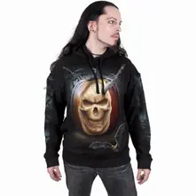 Unisex Pullover Hoodie: Carving Death (Black) (Back & Sleeve Print) thumbnail