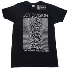 Joy Division, Tričko Unknown Pleasures White On Black, Unisex, Čierna