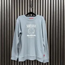Unisex Unplugged Sweatshirt: Nevermind Tour 1991 (Blue) (Back Print) thumbnail