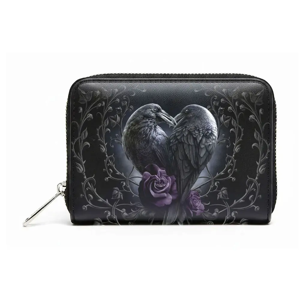 Zip Top Purse: Raven Heart (Black)