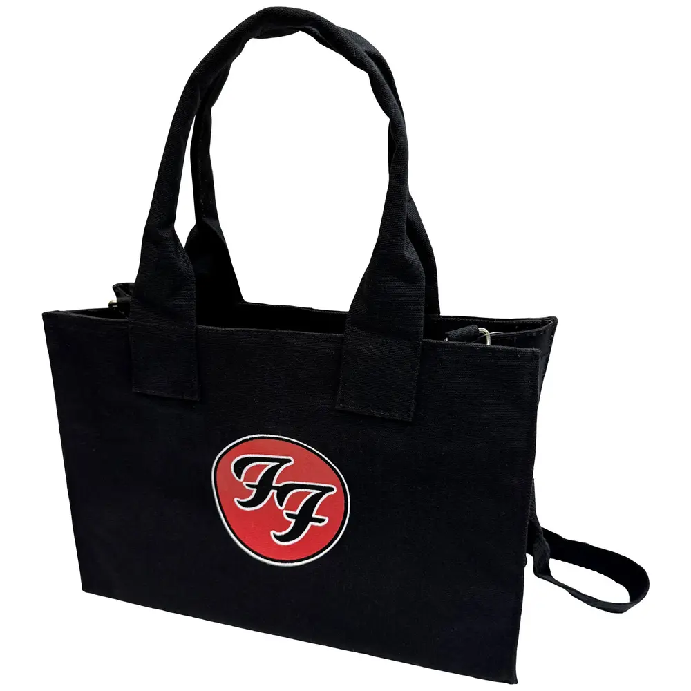 Cotton Tote Bag: FF Logo (Black) (Back Print)