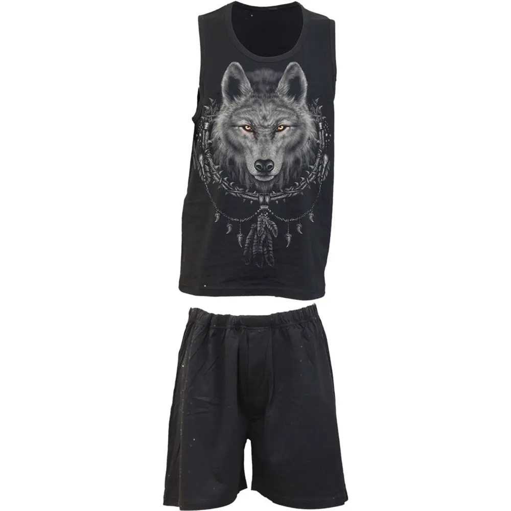Spiral – Wolf Chi (Negra, 4 Piece Gothic Pyjama Set) (Pijama)