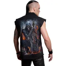 Unisex Worker Shirt: Death Rocker (Black) (Back Print) thumbnail