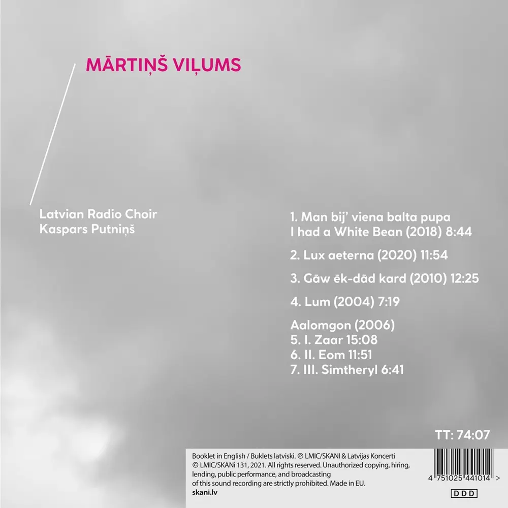 Latvian Radio Choir – MARTINS VILUMS (CD)