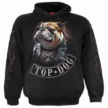 Unisex Pullover Hoodie: Top Dog (Black) (Back & Sleeve Print) thumbnail