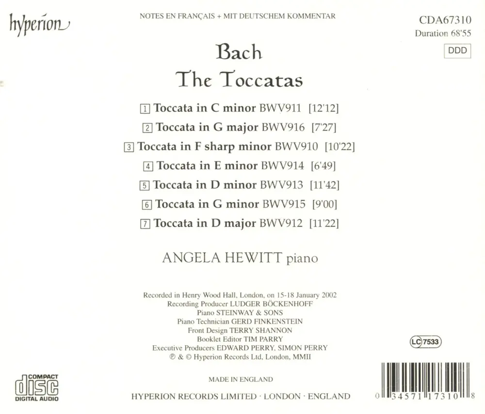 BACH: THE TOCCATAS, BWV 910-916