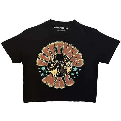 Ladies Crop Top: Stars & Penguins (Black)