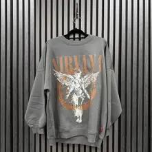 Ladies Unplugged Sweatshirt: In Utero Angel Circle (Grey) thumbnail
