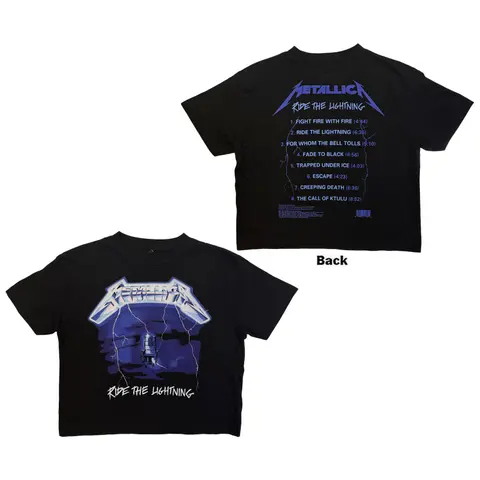 Ladies Crop Top: Ride The Lightning (Black) (Back Print)