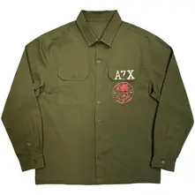 Unisex Casual Shirt: Skull Emblem (Green) thumbnail