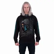 Unisex Pullover Hoodie: Midnight Blues (Black) (Back & Sleeve Print) thumbnail