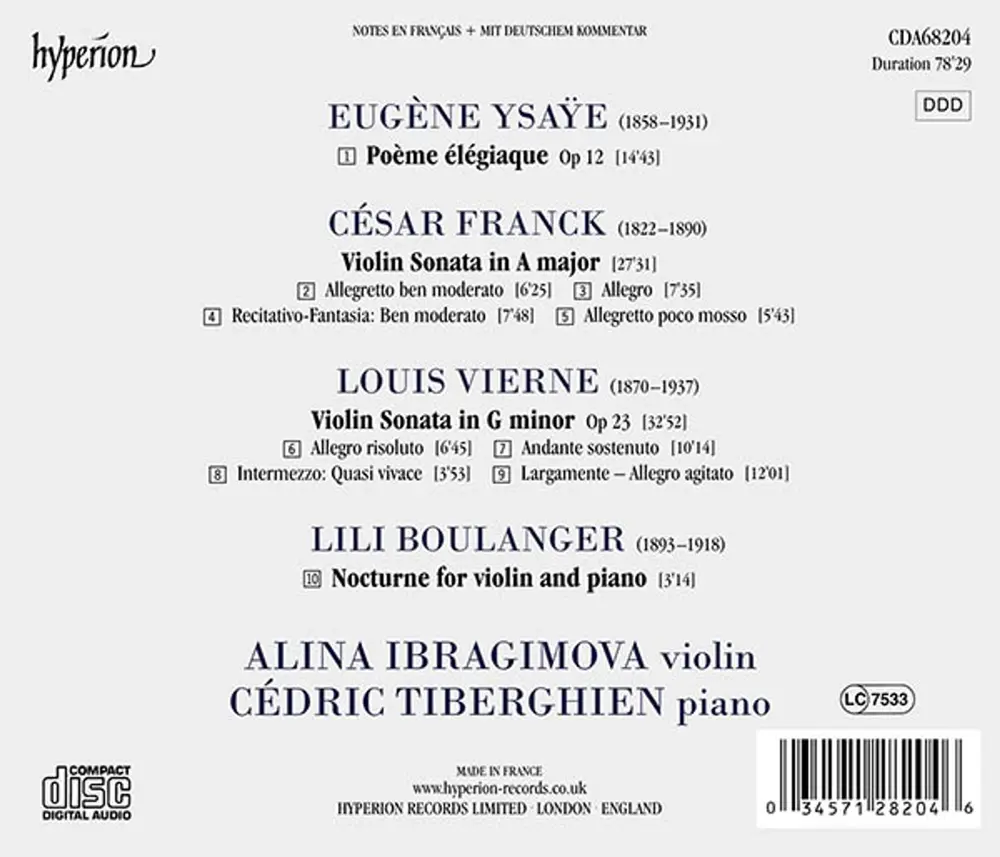 Alina Ibragimova – VIERNE & FRANCK: VIOLIN SONATAS (CD)