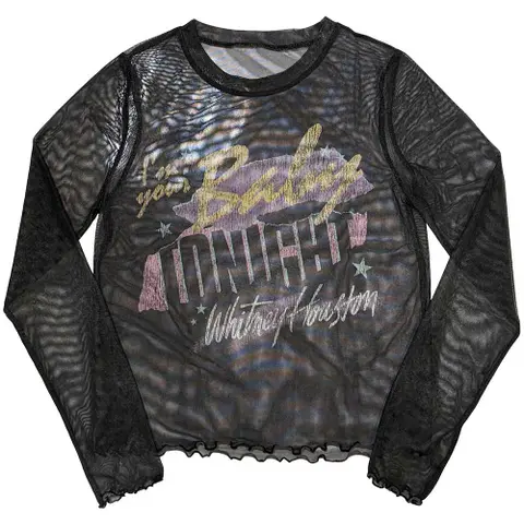 Ladies Long Sleeve Mesh Crop Top: I'm Your Baby (Black)