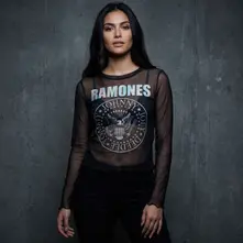 Ladies Long Sleeve Mesh Crop Top: Presidential Seal (Black) thumbnail
