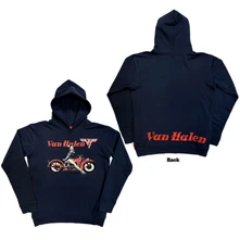 Mikina Unisex Unplugged Pullover Hoodie: Pinup Motorcycle (Navy Blue) (Back Print)