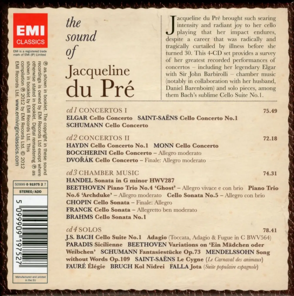 Jacqueline du Pré – PRE, JACQUELINE DU - THE SOUND OF JACQUELINE DU PRE (CD)