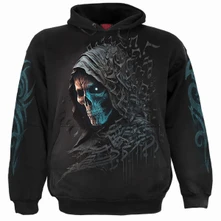 Mikina Unisex Pullover Hoodie: Midnight Blues (Black) (Back & Sleeve Print)