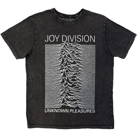 Unisex Stone Wash T-Shirt: Unknown Pleasures (Charcoal Grey)