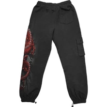 Unisex Cargo Joggers: Oriental Dragon (Black) thumbnail