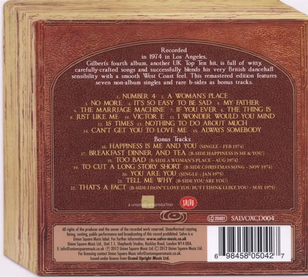 Gilbert O'Sullivan – A STRANGER IN MY OWN BACK (CD)