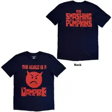 Unisex T-Shirt: Red Face Vampire (Navy Blue) (Back Print) thumbnail