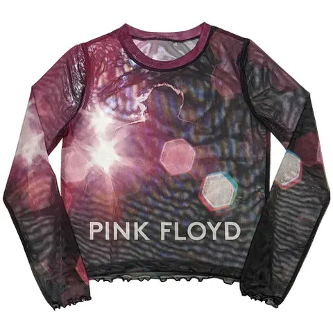 Ladies Long Sleeve Mesh Crop Top: Knebworth '90 (Black)