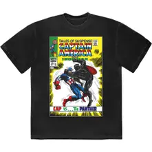 Captain America – Cap vs The Panther Comic Cover (Noir) (T-shirt)