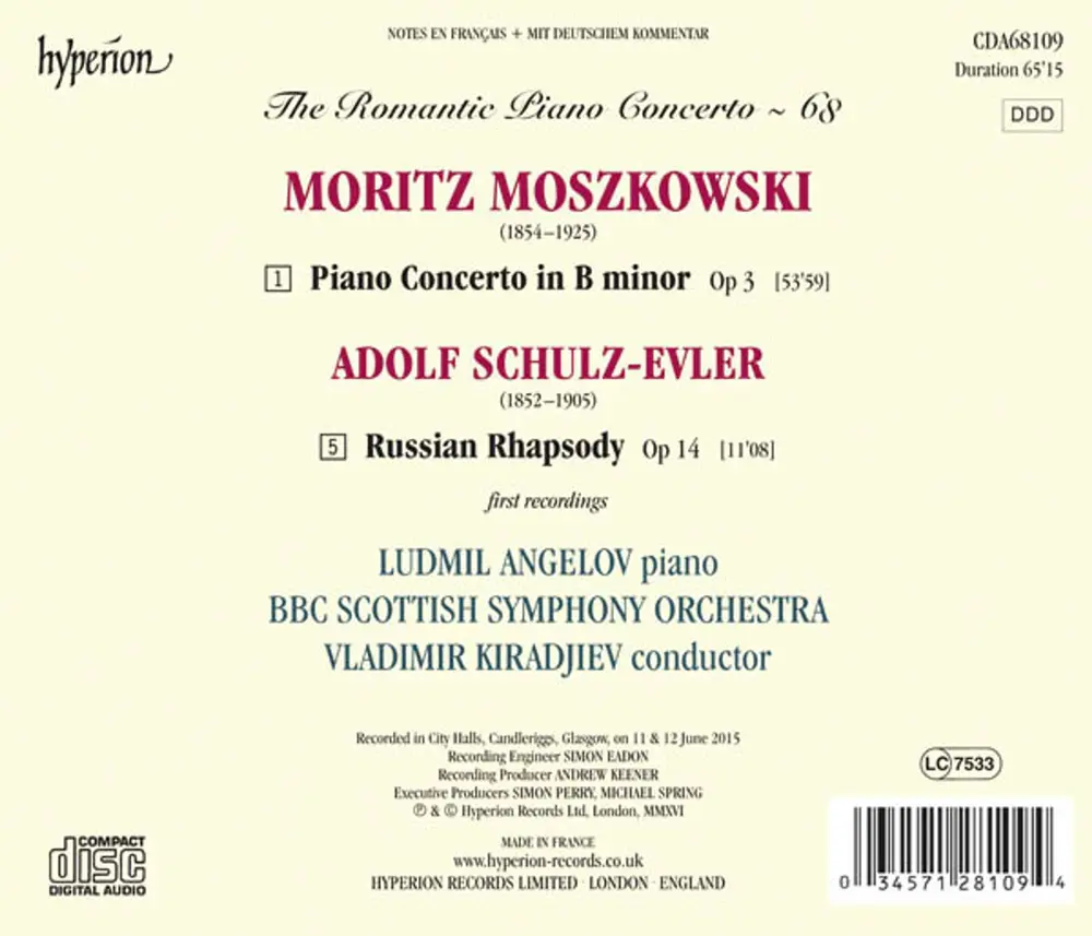 Ludmil Angelov – MOSZKOWSKI: PIANO CONCERTO, OP. 3 (HYPERION ROMANT (CD)