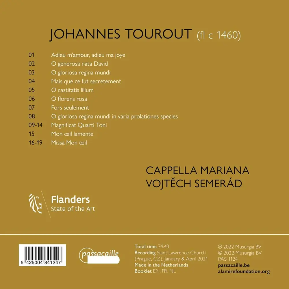 Cappella Mariana – JOHANNES TOUROUT: PORTRAIT OF AN IMPERIAL CANTOR (CD)