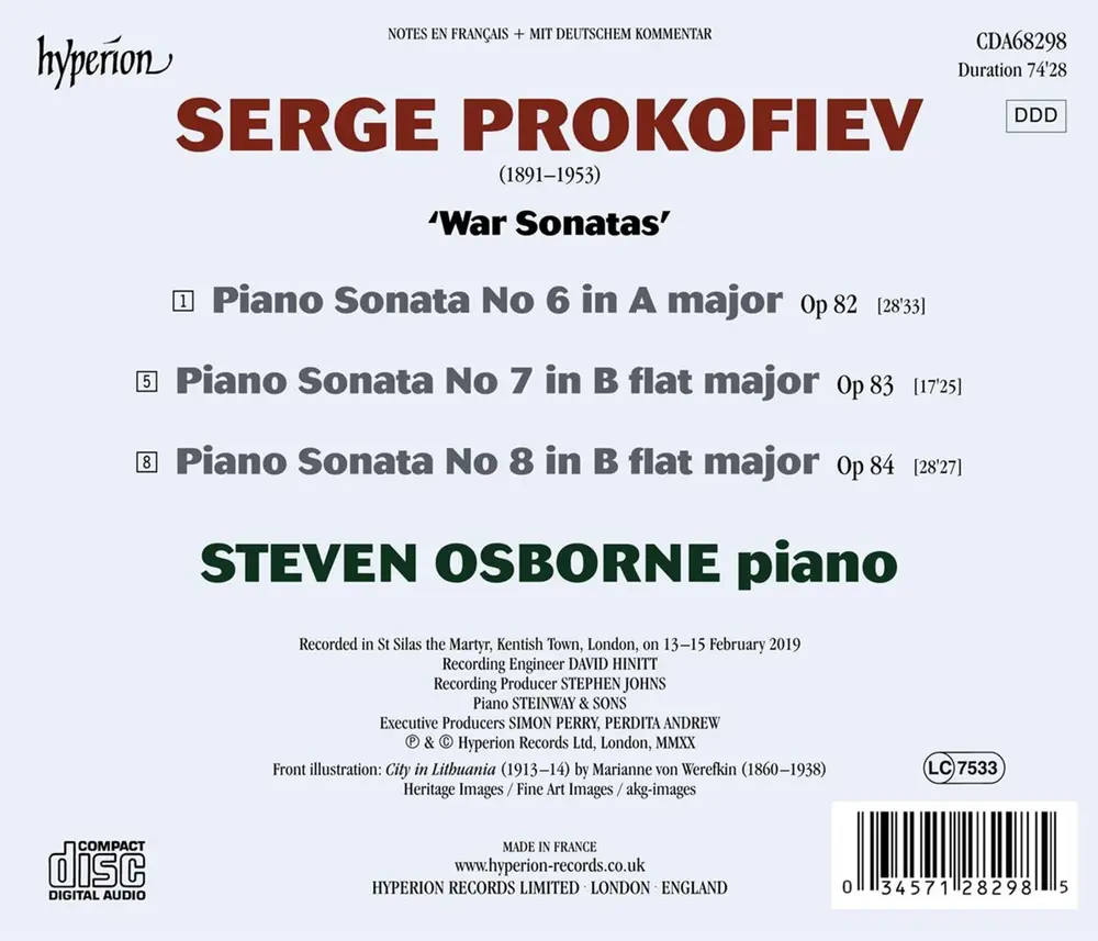PROKOFIEV: PIANO SONATAS NOS 6, 7 & 8