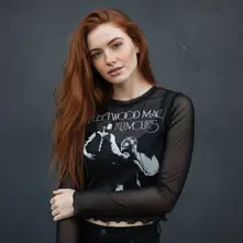 Ladies Long Sleeve Mesh Crop Top: Rumours (Black) thumbnail