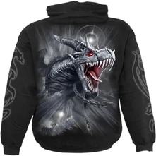 Unisex Pullover Hoodie: Dragon's Cry (Black) (Back & Sleeve Print) thumbnail