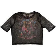 Ladies Mesh Crop Top: Graffiti Illustration (Black) (Back Print) thumbnail