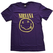 Nirvana, Tričko Yellow Smiley, Unisex, Fialová