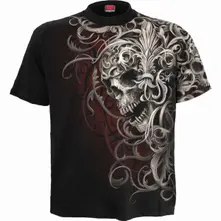 Unisex T-Shirt: Skull Shoulder Wrap (Black) (All Over Print)