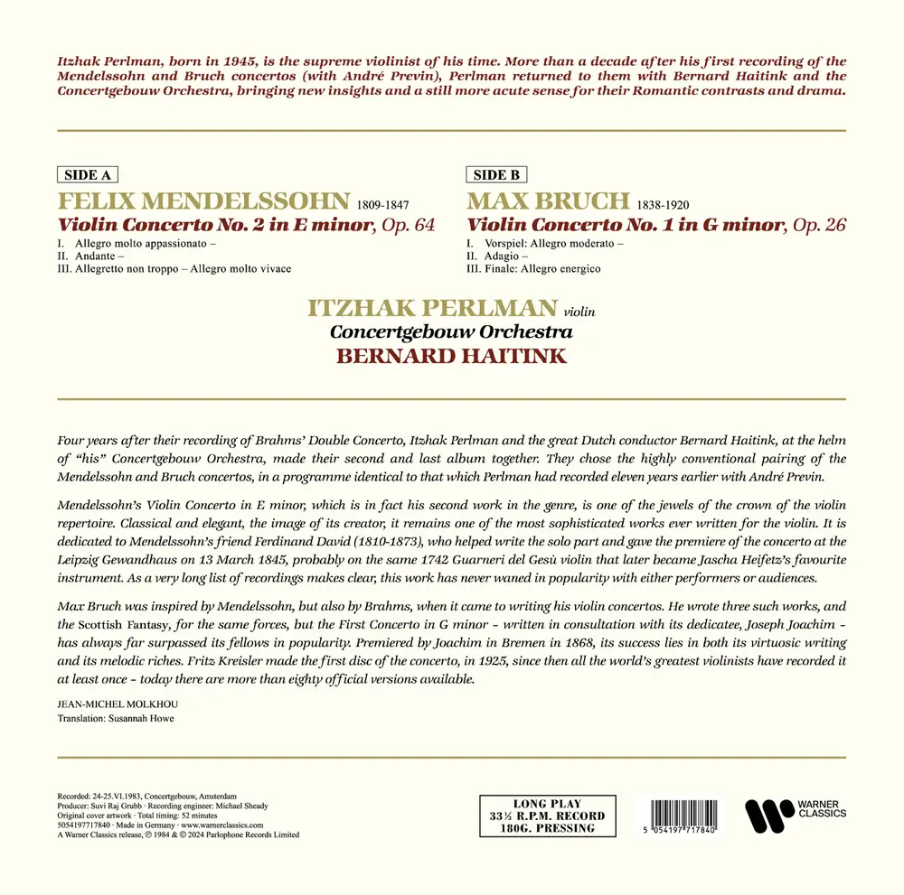 PERLMAN, ITZHAK - MENDELSSOHN & BRUCH: VIOLIN CONCERTOS