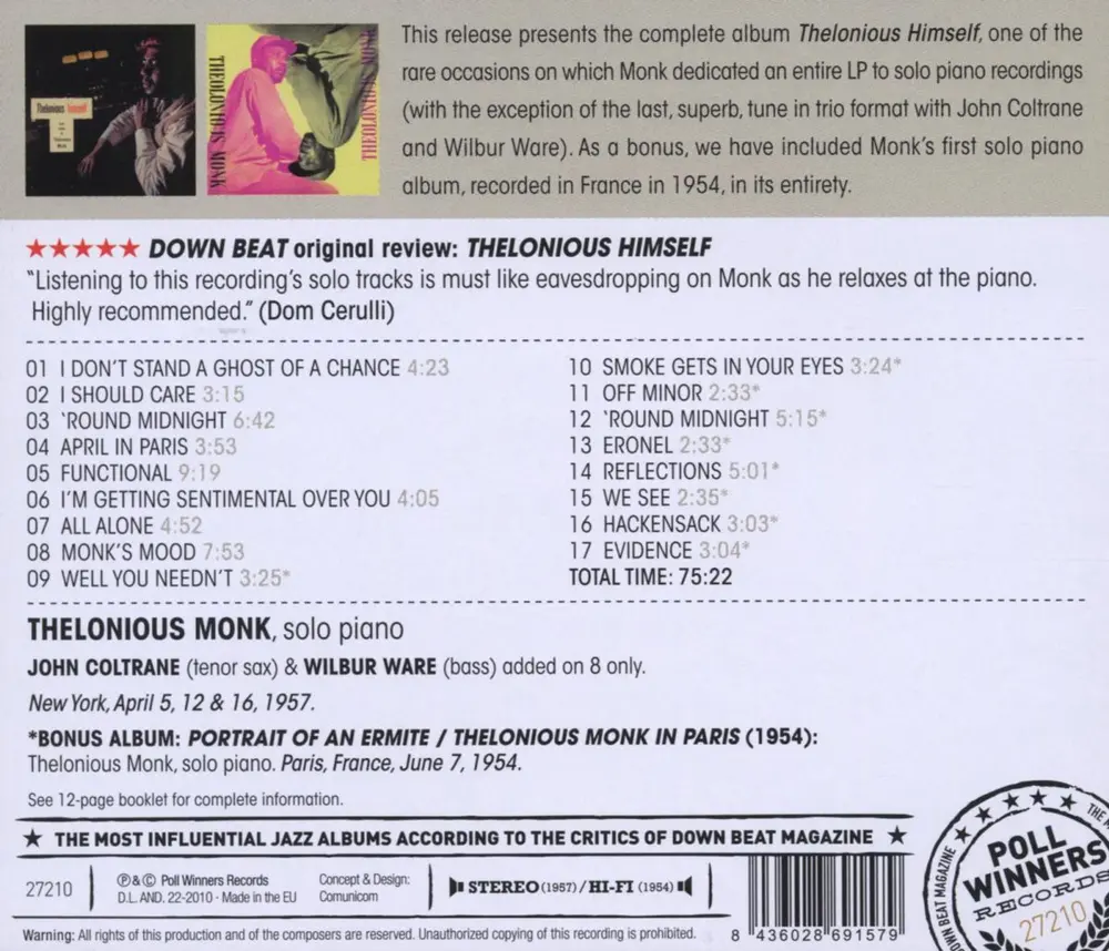 Thelonious Monk – MONK, THELONIOUS - THELONIOUS HIMSELF (CD)