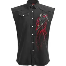 Unisex Worker Shirt: Screaming Death (Black) (Back Print) thumbnail