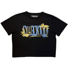 Ladies Crop Top: All Apologies (Black) (Back Print) thumbnail